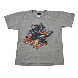 DC Comics Batman Begins 2005 Graphic Movie T-Shirt Gray Youth Large 12/14